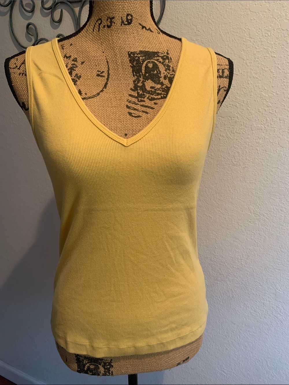 Hard Tail Yellow Ribbed V-Neck Tank Top